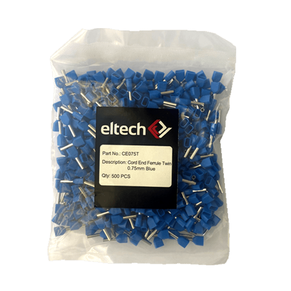 Twin Cord End Ferrule 0.75mm Blue - Eltech