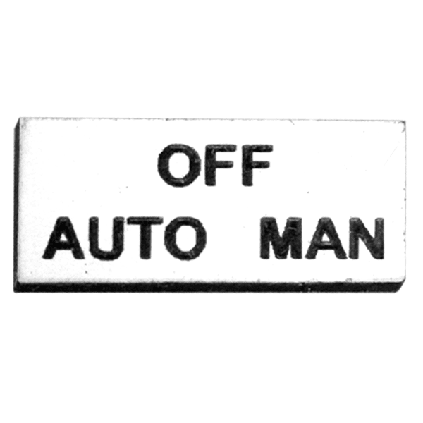 2 Position Label to suit Selector Switch AUTO, OFF, MAN - Eltech